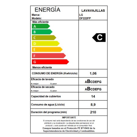 LG Lavavajillas 14 cubiertos con QuadWash™, DF222FP